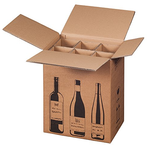 5x Flaschenversandkarton Weinkarton für 6 Weinflaschen (PTZ Zertifikat - DHL)