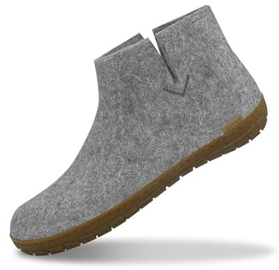 Glerups Filz Hausschuhe Herren und Damen (Größe 40) | Komfortabler Hausstiefel Damen & Herren mit Natürlicher Gummisohle | Filzstiefel Herren & Damen Winter | Comfortable Slippers Women & Men