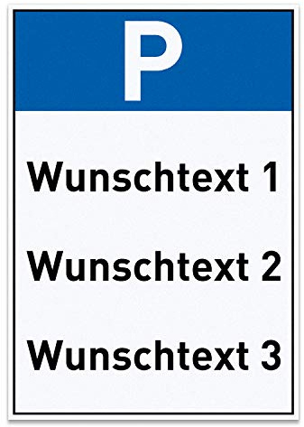 printplanet® Parkplatz Schild mit eigenem Text oder Namen personalisiert – Parken Schild aus 5 mm PVC Kunststoff – Größe 294 mm x 420 mm