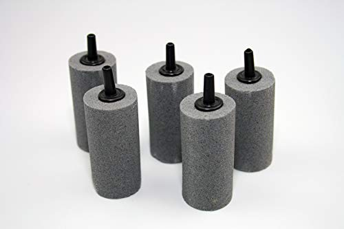 Osaga 5 x Luftausströmer 2,5 x 5 cm für Aquarium und Teich - Zylinder Luftstein Sauerstoffstein Sprudler aus Kunststoff, gesintert