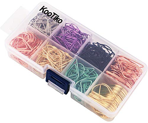 KOOTIKO Multicolor Cute Paper Clips Assorted Sizes Smooth Stainless Steel Drop-Shaped Paperclips Large and Small for Office Supplies Wedding Women Girls Kids Students, 300 Pack