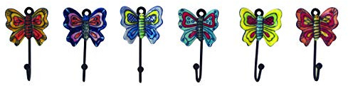 Gall&Zick Wandhaken Haken bunt Set Motiv Keramik Handtuchhaken handbemalt (Schmetterling Set/6)