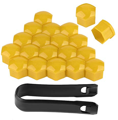 Tapa de tuerca de rueda de coche Tapa de rueda de coche Tuerca de neumático Tapa de tornillo Tapas 20pcs 19mm Tapas de tuerca de rueda de coche Tapa de tornillo (Amarillo)