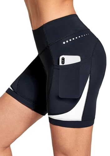 baleaf 4D Padded Bike Shorts Women Cycling Underwear Gel Padding Pockets White M