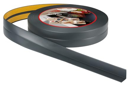 ProfiPVC Weichsockelleiste 18x18mm 10 Meter für Küche und Badezimmer, selbstklebende Abschlussleiste aus PVC, flexible Knickleiste - Fugendichtungsband, anthrazit