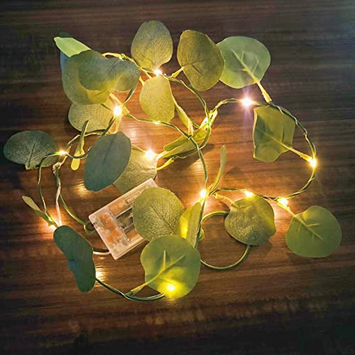 Riaxuebiy Ghirlanda di Edera Artificiale Foglia d'acero di Eucalipto Begonia Viti d'uva Piante Verdi Appese Piante di Vite di Anguria Finte con LED Luce di Stringa (Eucalipto verde-A, 1)
