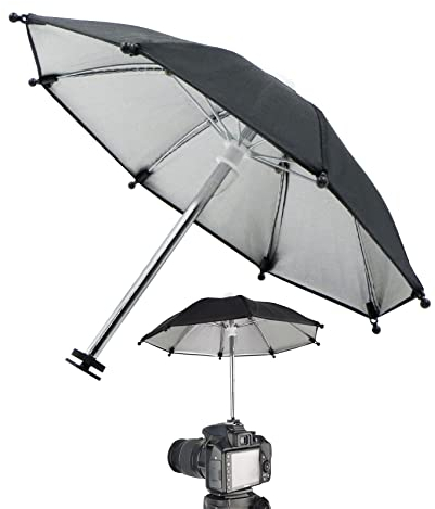 Hot Shoe Parapluie Protection Pluie - Housse Imperméable Universelle Couverture Solaire Contre Accessoires Diamètre 29cm pour Appareils Photo Reflex DSLR L'objectif, Noir,1 Pcs