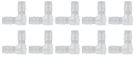 Armbågsslang hullingar 10 st armbågsslang hullingar plastmontering 90 grader lika hullingförsedd adapter L-form för akvarium (8 mm)
