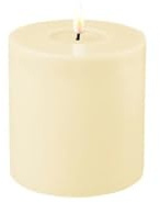 Deluxe Homeart - Stumpenkerze - Kerze - LED - Stearin - Farbe: Creme - 10 x 10 cm