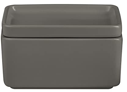 blomus Butterdose -PILAR- aus Steingut | Butterschale in Dunkelgrau mit Deckel | Farbe Pewter | 12L x 9B x 8H cm