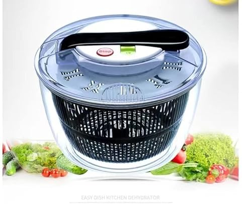 YZJSSL Essoreuse À Salade De Grande Capacité, en Acier Inoxydable, Facile À Utiliser, À Séchage Rapide, Essoreuse À Salade De Légumes Et De Fruits avec Fonction De Pause À Un Bouton