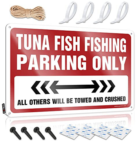 Lustige Büroschilder Thunfisch Fisch Angeln Parken Nur Blechschild Lustige Camping Schilder Gaming Room Zubehör (Größe: 30 x 40 cm)