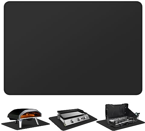FLASLD Blackstone - Tappetino Ignifugo Impermeabile per Barbecue, Resistente al Calore per Proteggere Il Tavolo di Preparazione all'Aperto (Nero, 61x91 cm)