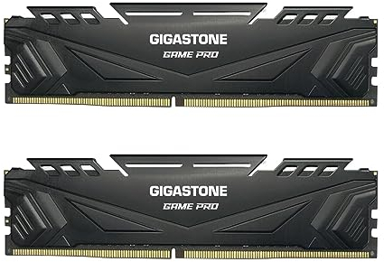 【DDR4 RAM】 GIGASTONE Game PRO 32GB Kit(2x16GB) DDR4 3200MHz PC4-25600 CL16-18-18-40 Intel XMP 2.0 AMD Ryzen 1.35V UDIMM 288Pin Nicht-ECC ungepuffert Desktop Hochleistung Arbeitsspeicher-Black