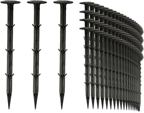 Hcrvvi 50 Garden Membrane Pegs, Weed Accessories, Artificial Grass Pegs, Lengths 15*cm Kopfdurchmesser 3.5cm Ground Spike, Anti Weed Membrane, Plastic Weed fabric Groundsheet Pegs