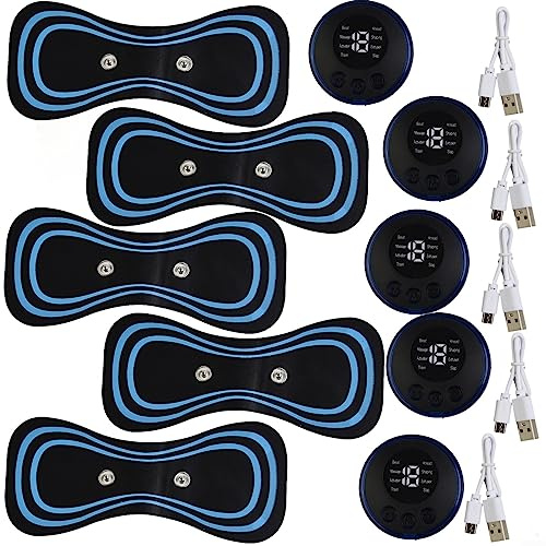 EpheyFIF EMS Mini-Massagegerät, Ems Massagegerät, tragbar, elektrisch, Nackenmassagegerät, Halswirbelmassagegerät, Stimulator, Schmerzlinderung, Kit für den ganzen Körper, 5 Stück