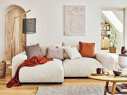 Lisa Design Garance – Ecksofa beidseitig montierbar - 4-Sitzer – aus Cord Beige
