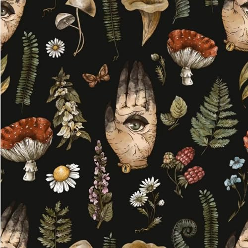 SOEWIOU Dicke selbstklebende Tapete, 300 x 44,5 cm, schwarze Hand-Augen-Tapete, Blumen, Blätter, wasserdichte Möbeltapete, DIY, entfernbare Wandschutzfolie für Wohnzimmer, Schlafzimmer