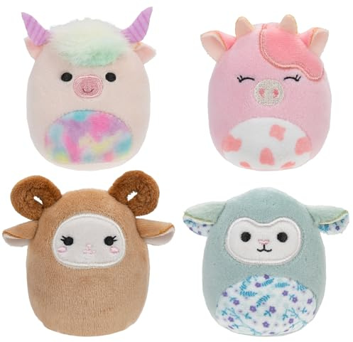 Squishville SQM0506-4er Pack Scheunen Squad, superweiche Mini-Squishmallows, 5cm Plüschfiguren