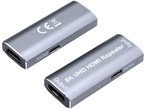 Bytecc HDMI-Repeater, HDMI-Verstärker-Repeater, 8K HDMI-Signalverstärker, unterstützt Audio-Formate DTS-HD/Dolby Truehd/DTS/Dolby-ac3/DSD (Grau HDMI 2.1)