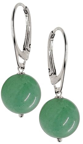 I.L.U.S Damen Grüne Edelstein Ohrringe Silber 925 Hängend Stein Aventurin Silber Ohrschmuck Hängeohrringe Damen mit Steine Echte Edelsteine Ohrhänger Grüne Aventurine​​ Geschenke für Frauen