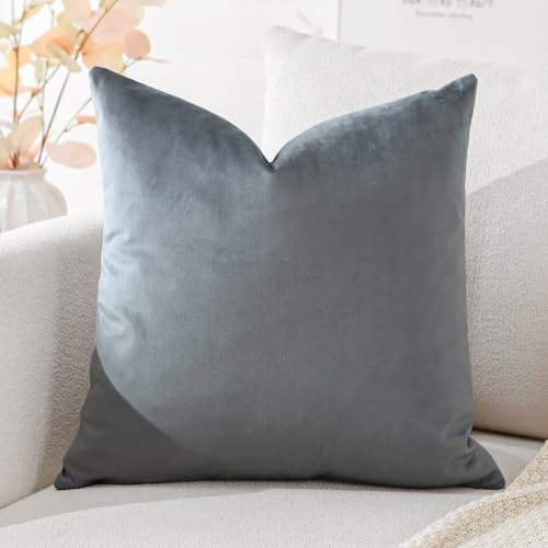 Artscope Samt Kissenbezug Kissenhülle Dekorative Dekokissen Sofakissen Lendenkissen Wurfkissenbezug Sofa Schlafzimmer 50x50cm Graphitgrau