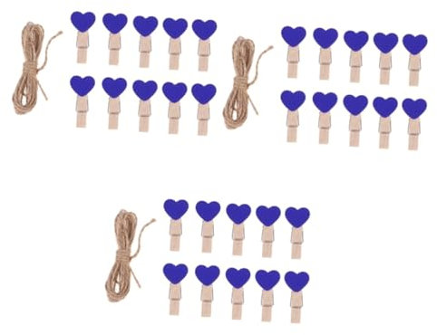 Alipis 90pezzi Mollette Legno Forma di Cuore con Filo per Foto Accessori per Matrimonio e Feste Clip Decorative per Creazioni Fai Te e Decorazioni per La Casa
