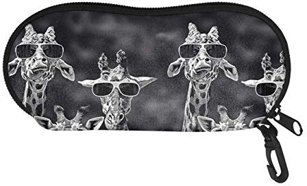 Wpamlrta Brillenetui mit Kuhmuster, Hartschale, schützende Brillen-Box mit Reißverschlusshaken, Sonnenbrille Giraffe, One size
