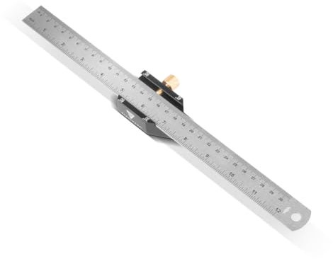 STAHLWERK Winkel-Anschlaglineal | Markierungslehre | Anreißlehre | Markierungslineal | Streichmaß zum Messen, Anreißen, Markieren und Zeichnen