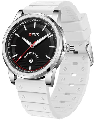 OFNS - Orologio al quarzo da uomo, sportivo, analogico, militare, impermeabile fino a 5 atm, con cinturino in silicone, regalo per uomo