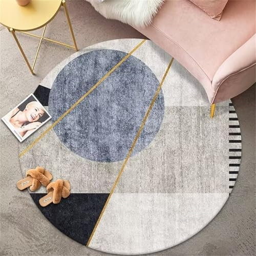 DJHWWD Teppich Für Wohnzimmer Mädchen Kinderzimmer Flur runder Grauer Wohnzimmerteppich waschbar Area Rugs Floor mat 170X170CM