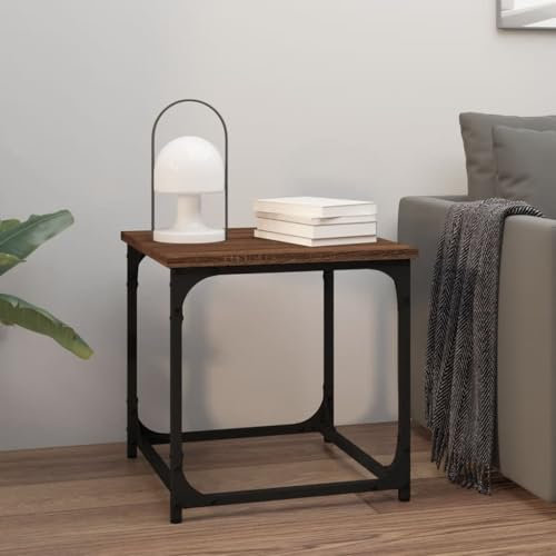 prissent Couchtisch 40x40x40cm Braun Eichen-Optik Beistelltisch,Stahl Konsolentisch Schmal Blumenständer Couchtisch Tisch Wohnzimmer Stehtisch Outdoor Gartentisch Laptop Tisch Nachtschrank