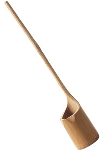 KICHOUSE Natural Bamboo Wine Ladle Long Handle Water Serving Scoop Spoon Small Size Home Kitchen Practical Bamboo Ladle for Wine and Water Serving