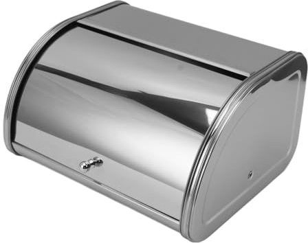 Naroote Stainless Steel Bread Box, Bread Box American Small Flat Side Metal Bread Box for Kitchen Countertop Exquisite Appearance for Storing Bread, Pastries, Donuts, Cookies