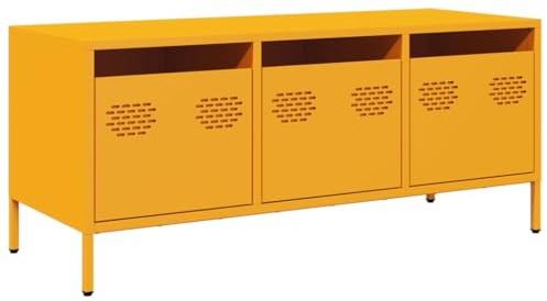 vidaXL TV Cabinet Stand - Olive Green Cold-Rolled Steel Entertainment Centre with 3 Drawers for Living Room/Bedroom