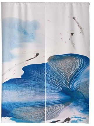 Türvorhang Blaugraues Graffiti Küchenvorhänge Polyester Raumteiler Vorhang Waschbar Vorhänge Kurz Küchenvorhang Langlebig Fliegenvorhang Terrassentür tür Vorhang Verdickung Vorhang Tür 90x200cm
