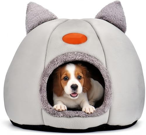 Sudadera Niche para Gato 2 en 1, Cómoda Cueva o Colchón - Forma de Cabeza de Gato - Tamaño M/L para Gatos y Perros Pequeños - Almohadilla Extraíble y Lavable - Base Antideslizante