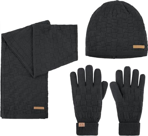 normani Elegantes Winterset aus Merinowolle bestehend aus Mütze, Schal und Handschuhe für Herren und Damen