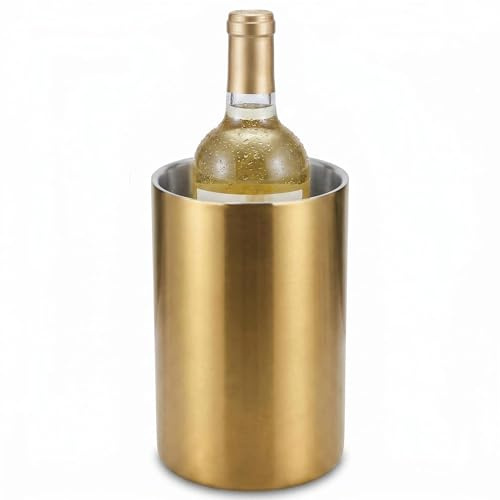 Sipoyen Gold Wine Chiller Bucket for Bottle 750ml Wine Chiller Champagne Cooler Insulated for Parties Keep Wine & Beverage Cold Bar Cart Accessories