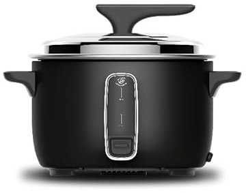 Royal Swiss® Cuiseur à Riz 1,5L – Cuiseur Vapeur Automatique avec Fonction Maintien au Chaud, Revêtement Antiadhésif, Bol Amovible & Couvercle Transparent – 300W (Noir, 10 L)