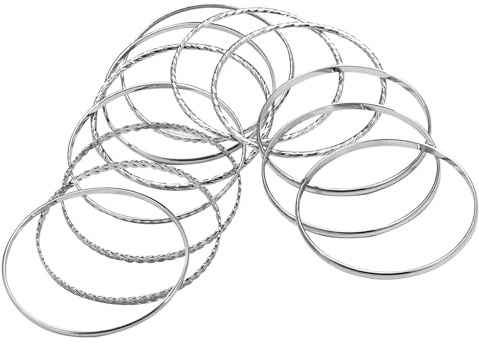 Silver Boho Stackable Glossy Textured Bracelet Set for Wedding & Dating