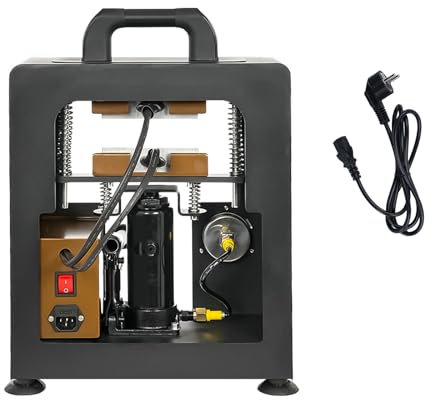 LetCart Heißpressmaschine, 5T Wärmepress Maschine Hydraulische HeißPressmaschine Manuelle Hydraulische Doppelseitige Heizwärmepressmaschine, Kolophonium Extraktionsmaschine mit Manometeranzeige (Grey)