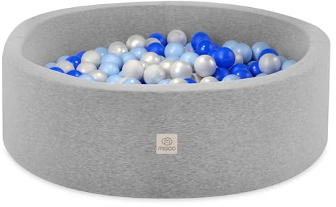 MISIOO Smart bollbad – barn för babyrum – 200 bollar pärla/ljusblå/blå – leksak – maskintvättbar – Öko-Tex – 90 x 30 cm