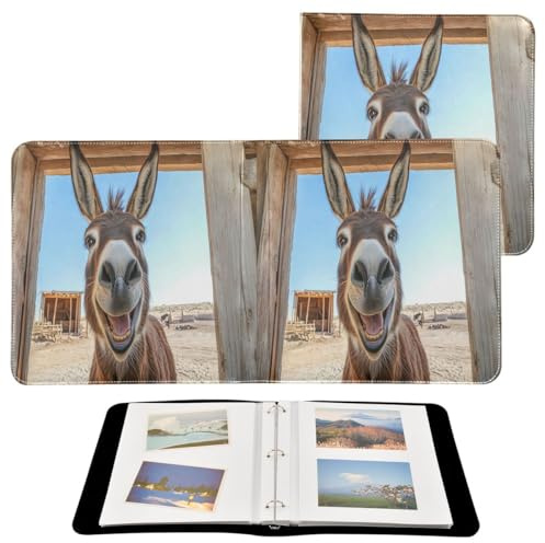 JUMBEAR Álbum de fotos grande autoadhesivo con 20 páginas, álbum de recortes para boda, familia, bebé, vacaciones, burro feliz