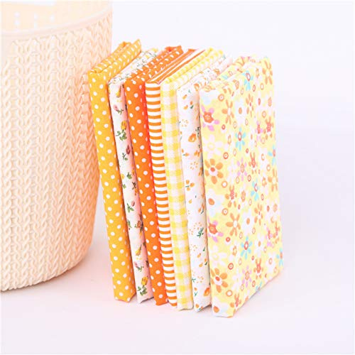 YKAFADE 7 Stück Baumwollstoff Patchwork Stoffe 50 x 50cm Quadrate Baumwolle Tuch DIY Handgefertigte DIY Stoffpaket zum Nähen mit vielfältiges Muster für Kleidung,Bettwäsche,Vorhänge,Tischdecken -Gelb