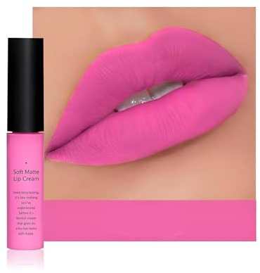 Velvet Matte Liquid Lipstick – Long-Lasting Waterproof Lip Color, Non-Stick Cup Formula, Smooth Lightweight Lip Gloss for All-Day Wear（Pink）