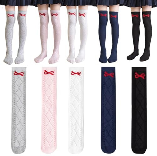XiHSiHan Girl's Knee High Socks Over Calf or Overknee Stockings Princess Long Tube(5 Pairs)