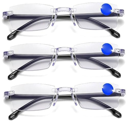3 piezas sin gafas de visión azul, gafas de enfoque automático de confort ultra con almohadillas para hombres/mujeres