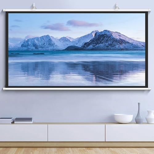 Manual projection screen, manual roll-up, HD 4K, formats 4:3, 16:9, for indoor and outdoor use, wrinkle-resistant,16.9,50Inch
