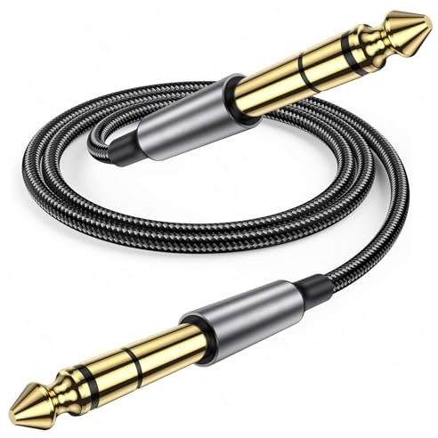 Avigers 6.35mm Klinke auf 6.35mm Klinke Kabel, (2M), Lnylon Geflochten, TRS Gitarrenverstärker Kabel, Klinkenkabel 6.3 für Verstärker Gitarre, Bass, Tasteninstrument, usw
